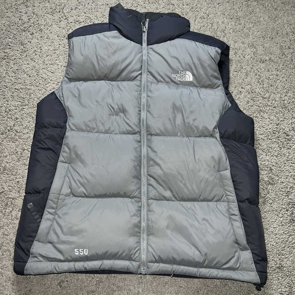 The North Face Vest‎ Mens M Gray and Black 550 Goose Down Puffer Insulated